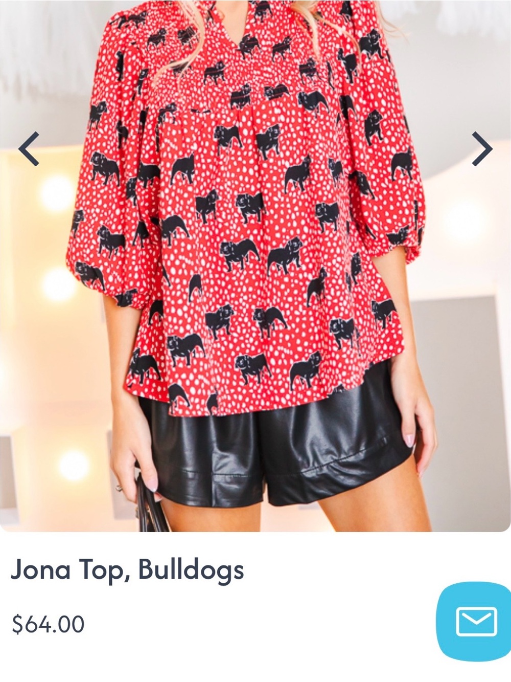 Jona Top - Red Bulldog Print Women's Blouse